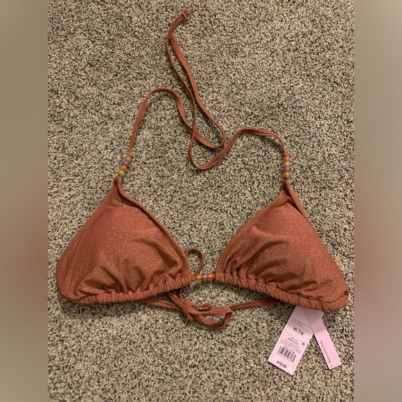 Women's Beaded Strap Triangle Bikini Top & Beaded Side-Tie Cheeky Bikini Bottom - Picture 3 of 6